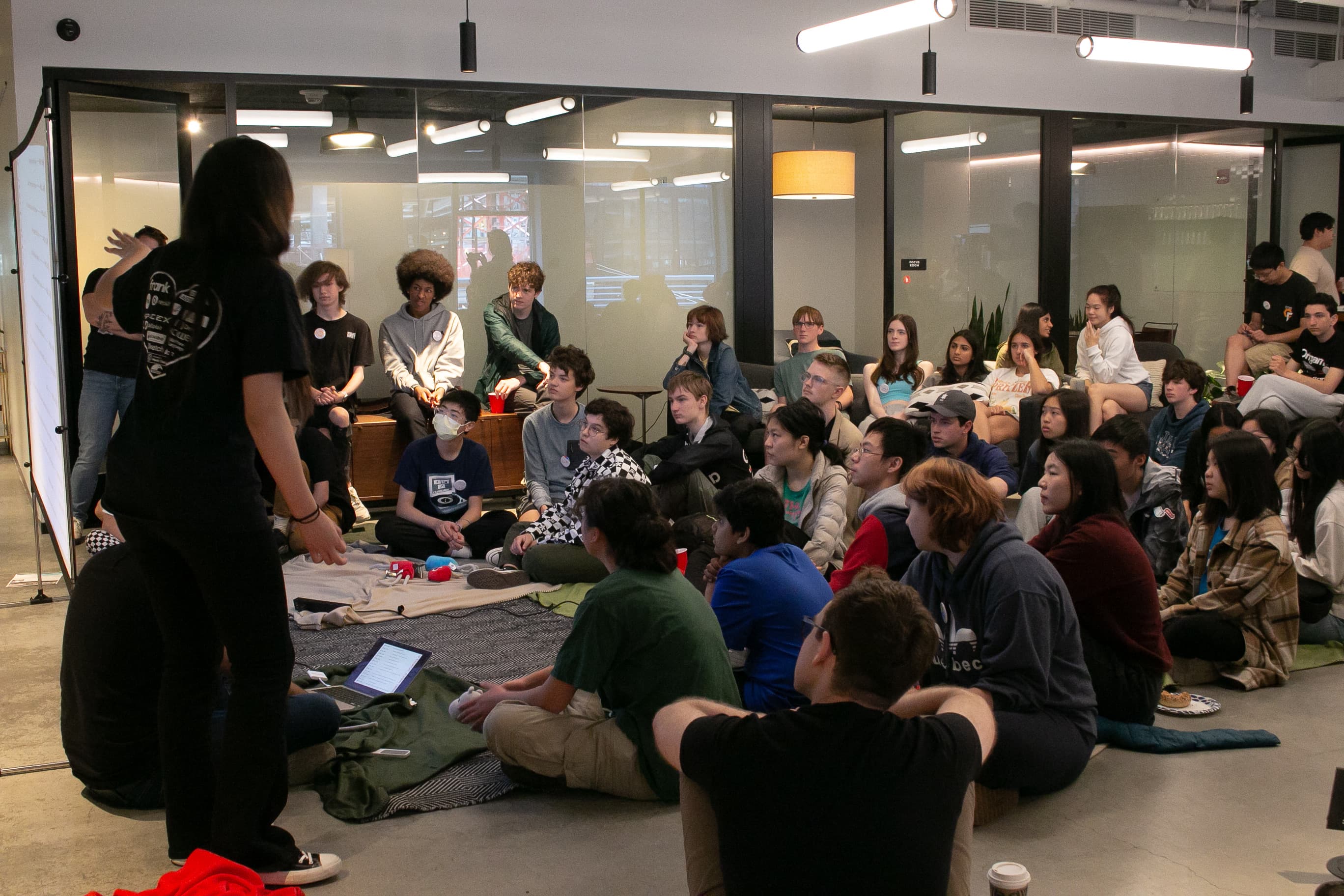 Opening ceremony at AngelHacks 3.0, a gamejam in Boston.